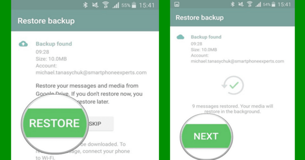 WhatsApp yedeklerini geri yükleme! iOS ve Android