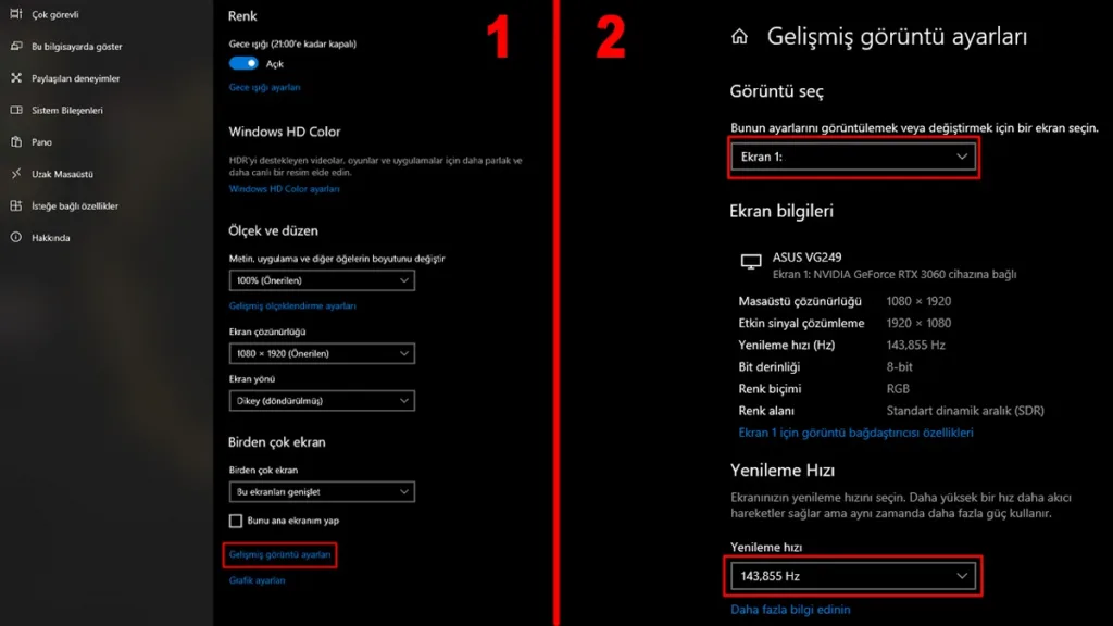 Monitörlerde yenileme hızı ayarlama nasıl yapılır?