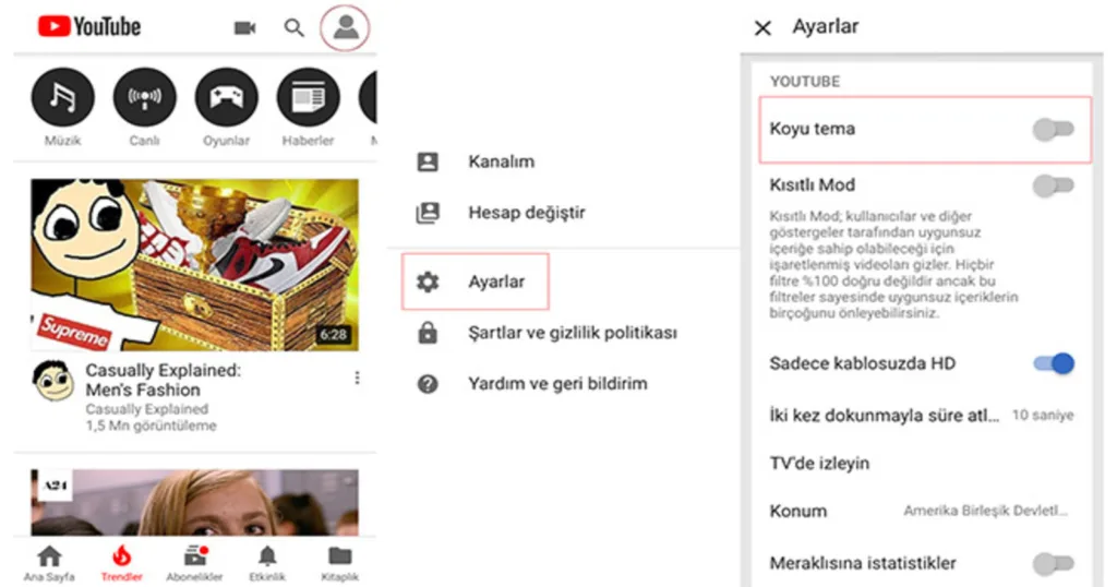 YouTube koyu tema modu nasıl aktif edilir?